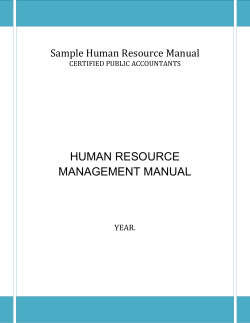 HUMAN RESOURCE MANAGEMENT MANUAL Sample Human Resource Manual