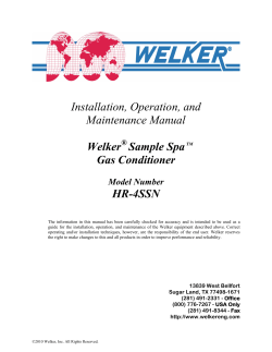 Installation, Operation, and Maintenance Manual  Welker