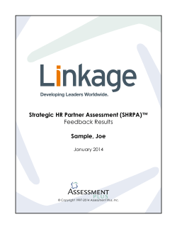 Feedback Results Strategic HR Partner Assessment (SHRPA)™ Sample, Joe