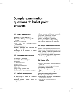 Sample examination questions 2: bullet point answers 1.1 Project management
