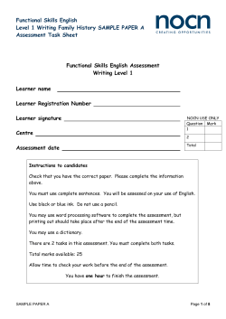 Functional Skills English Level 1 Writing Family History SAMPLE PAPER A
