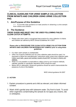 CLINICAL GUIDELINE FOR URINE SAMPLE COLLECTION PAD.