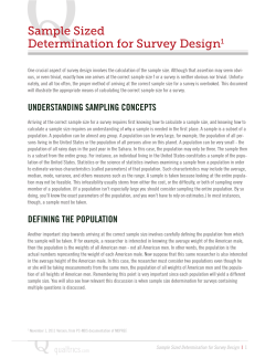 Sample Sized Determination for Survey Design 1