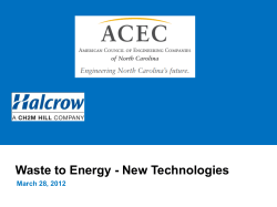 Waste to Energy - New Technologies March 28, 2012