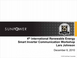 4 International Renewable Energy Smart Inverter Communication Workshop Lars Johnson