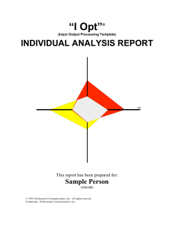 “I Opt” INDIVIDUAL ANALYSIS REPORT Sample Person This report has been prepared for: