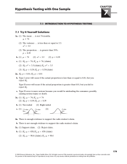 7.1  Try It Yourself Solutions 7.1 INTRODUCTION TO HYPOTHESIS TESTING