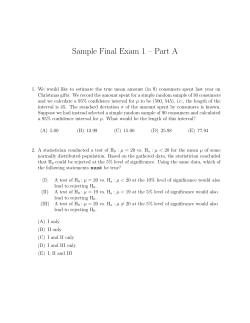 Sample Final Exam 1 – Part A