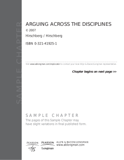 SAMPLE CHAPTER ARGUING ACROSS THE DISCIPLINES Hirschberg / Hirschberg