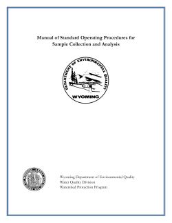 Manual of Standard Operating Procedures for Sample Collection and Analysis