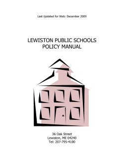 LEWISTON PUBLIC SCHOOLS POLICY MANUAL 36 Oak Street