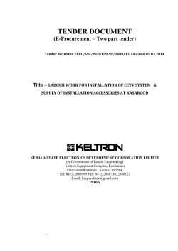 TENDER DOCUMENT (E-Procurement – Two part tender)  Title –