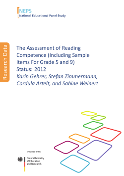 The Assessment of Reading Competence (Including Sample Status: 2012