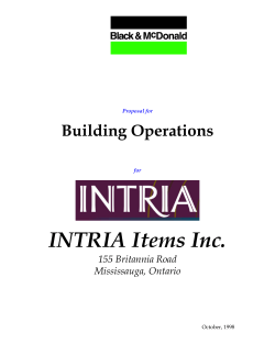 INTRIA Items Inc. Building Operations 155 Britannia Road Mississauga, Ontario