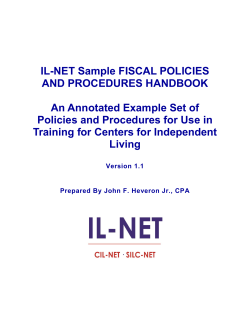IL-NET Sample FISCAL POLICIES AND PROCEDURES HANDBOOK An Annotated Example Set of