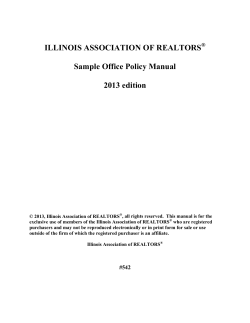 ILLINOIS ASSOCIATION OF REALTORS  Sample Office Policy Manual 2013 edition
