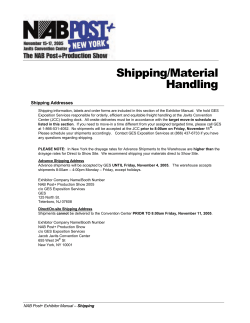 Shipping/Material Handling Shipping Addresses