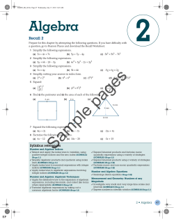 Algebra Recall 2