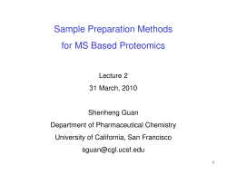Sample Preparation Methods for MS Based Proteomics