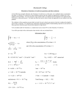 1 Illustrative Chemistry 6 Credit test questions and their solutions Dartmouth College