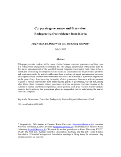 Corporate governance and firm value: Endogeneity-free evidence from Korea