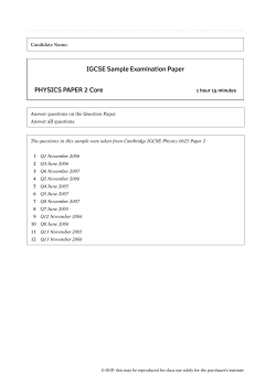 IGCSE Sample Examination Paper PHYSICS PAPER 1 hour 15 minutes