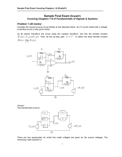 Sample Final Exam (  finals01) Fundamentals of Signals &amp; Systems