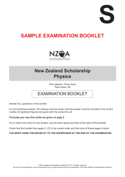 S SAMPLE EXAMINATION BOOKLET New Zealand Scholarship Physics
