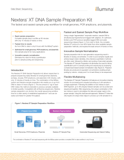 Nextera XT DNA Sample Preparation Kit Fastest and Easiest Sample Prep Workflow