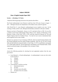 Subject: ENGLISH Class: X English Sample Paper 2012
