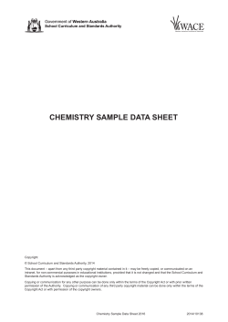 CHEMISTRY SAMPLE DATA SHEET
