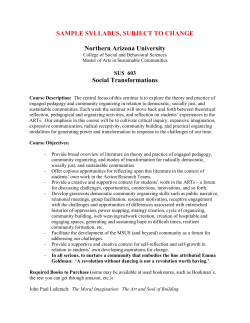 SAMPLE SYLLABUS, SUBJECT TO CHANGE  Northern Arizona University Social Transformations