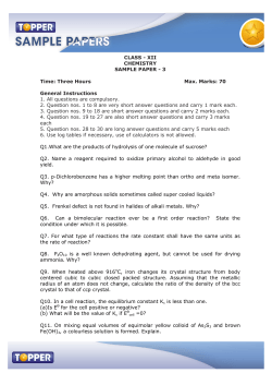CLASS - XII CHEMISTRY SAMPLE PAPER - 3 Time: Three Hours