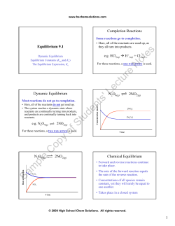 Notes Lecture Equilibrium 9.1 Completion Reactions