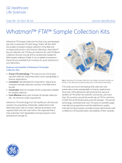 Whatman™ FTA™ Sample Collection Kits GE Healthcare Life Sciences Data file