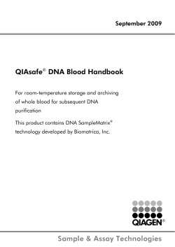 QIAsafe DNA Blood Handbook September 2009