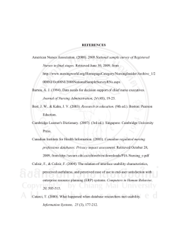 REFERENCES 2008 National sample survey of Registered  Nurses in final stages