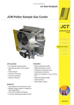 JCT JCM Peltier Sample Gas Cooler Innovation on Gas Analysis