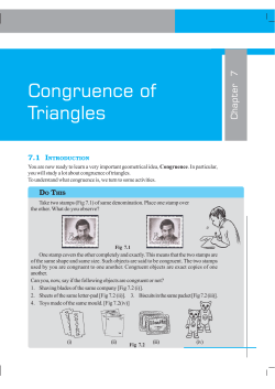 Congruence of Triangles Chapter  7 7.1  I