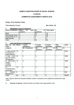 SAMPLE QUESTION PAPER IN SOCIAL SCIENCE CLASS-IX SUMMATIVE ASSESSMENT-II MARCH 2010