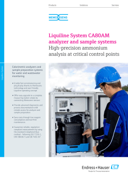 Liquiline System CA80AM analyzer and sample systems High-precision ammonium