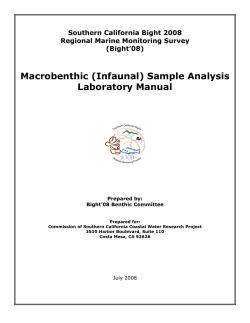 Macrobenthic (Infaunal) Sample Analysis Laboratory Manual Southern California Bight 2008