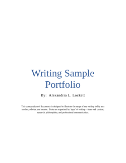Writing Sample Portfolio By:  Alexandria L. Lockett