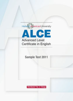 ALCE Sample Test 2011 Advanced Level Certificate in English