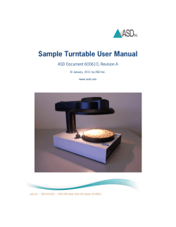 Sample Turntable User Manual ASD Document 600610, Revision A  