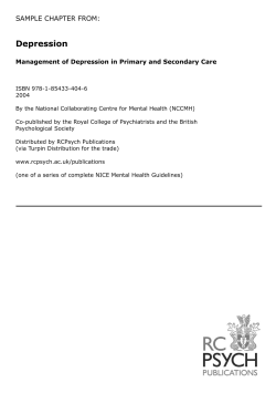 Depression sample chapter from: Management of Depression in Primary and Secondary Care