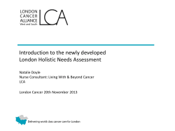 Introduction to the newly developed London Holistic Needs Assessment Natalie Doyle