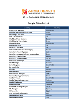 Sample Attendee List 18 – 20 October 2014, ADNEC, Abu Dhabi