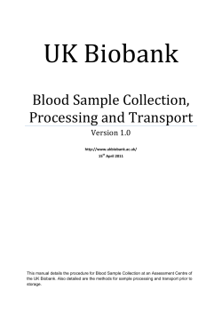 UK Biobank Blood Sample Collection, Processing and Transport Version 1.0
