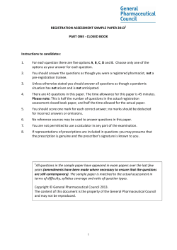 REGISTRATION ASSESSMENT SAMPLE PAPER 2013  PART ONE - CLOSED BOOK